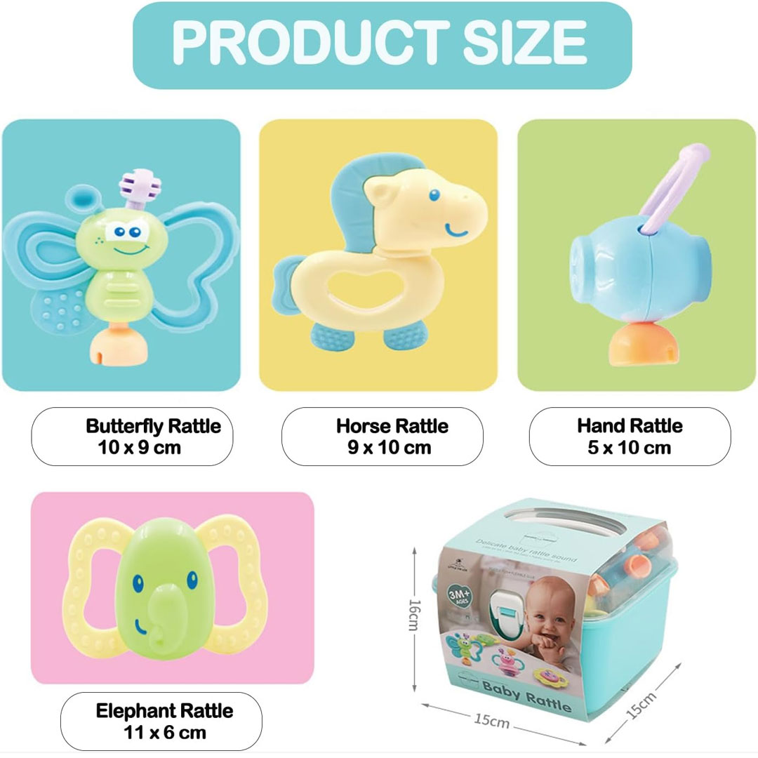 10pc Silicone Baby Teether & Rattle Toy Set