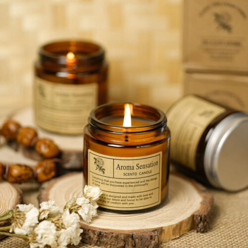 Soy Wax Scented Candle in Glass Jar – 5 Fragrances