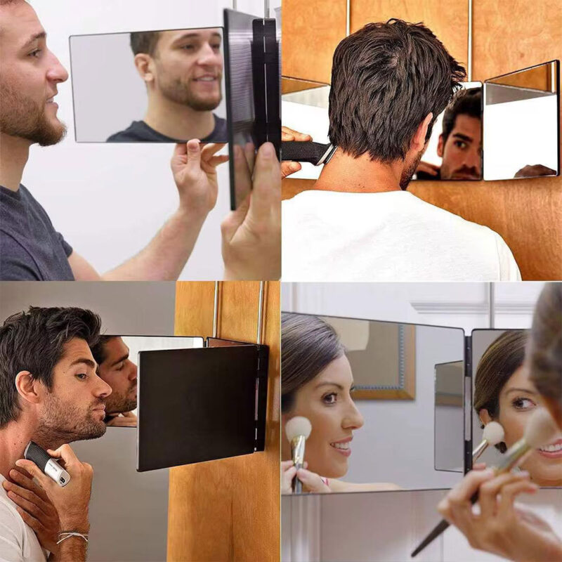 3 Way Hanging Vanity Mirror with LED Light, Adjustable Height