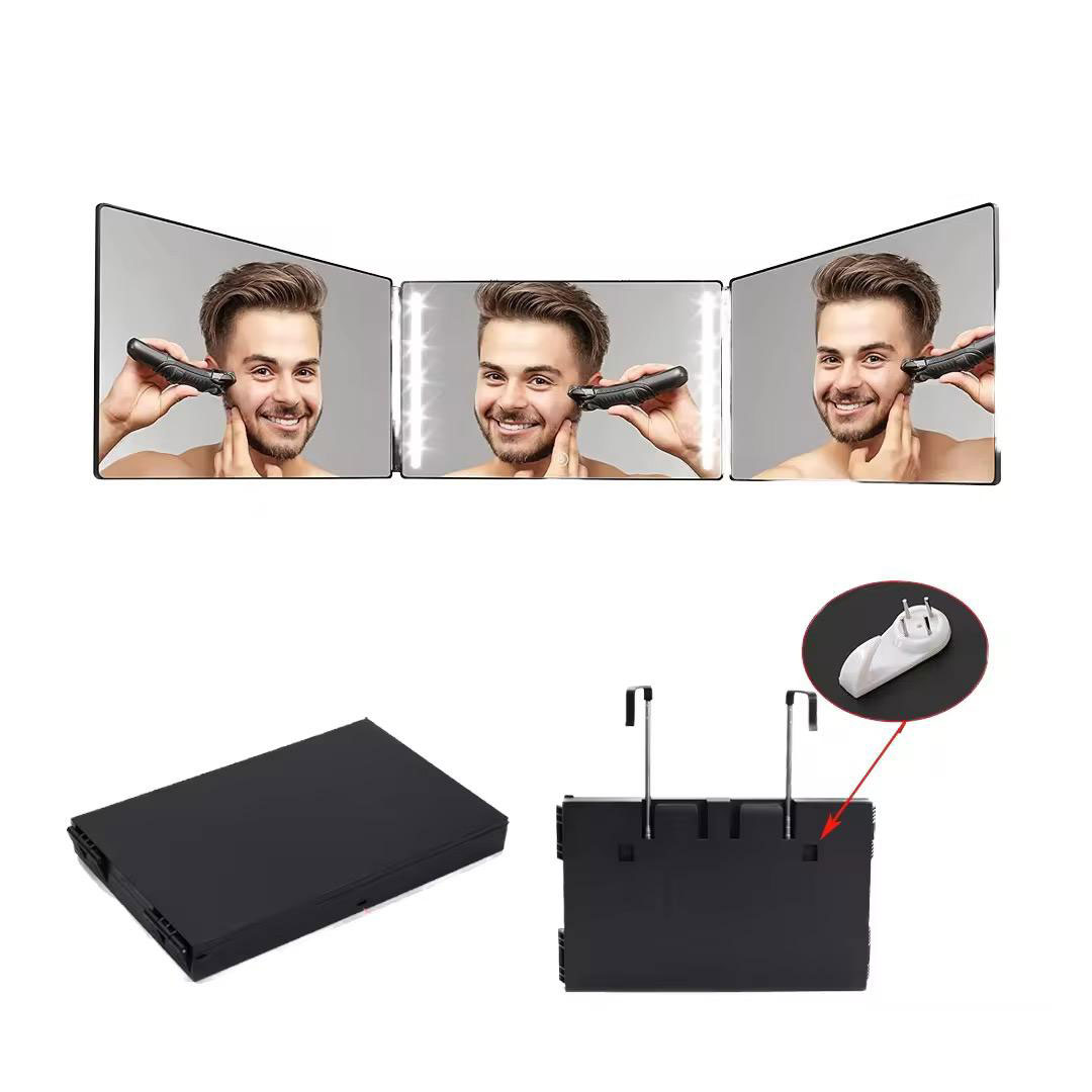 3 Way Hanging Vanity Mirror with LED Light, Adjustable Height