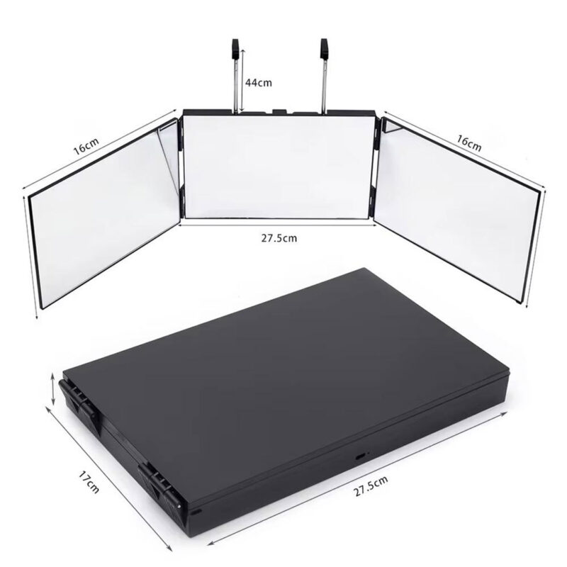 3 Way Hanging Vanity Mirror with LED Light, Adjustable Height