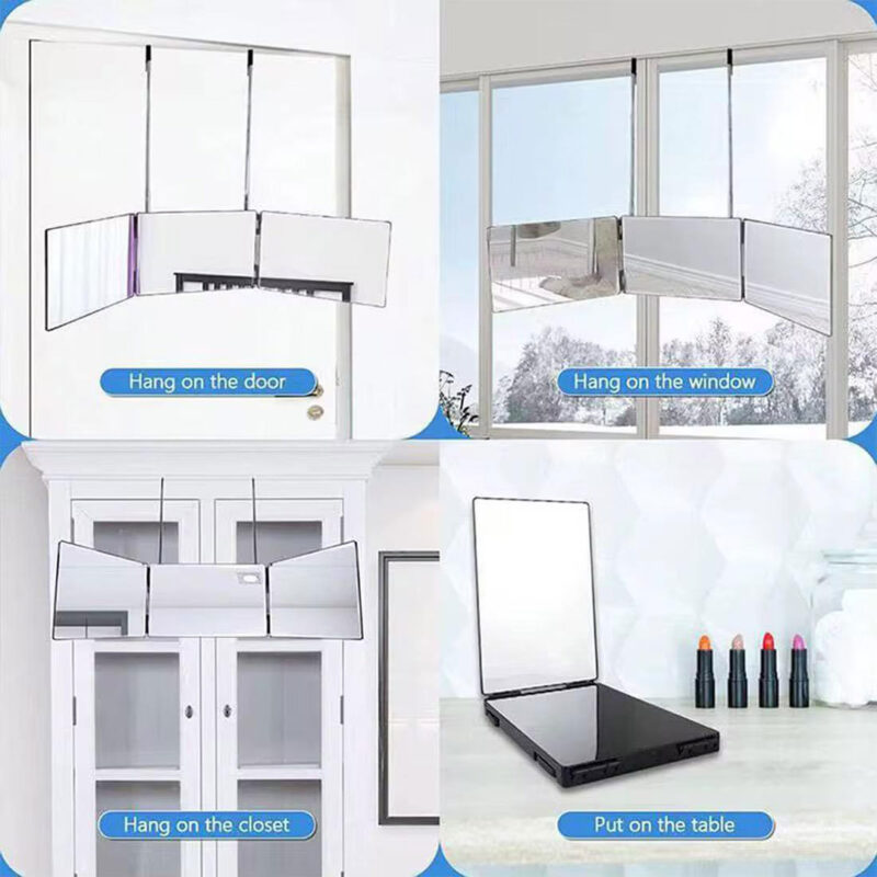 3 Way Hanging Vanity Mirror with LED Light, Adjustable Height
