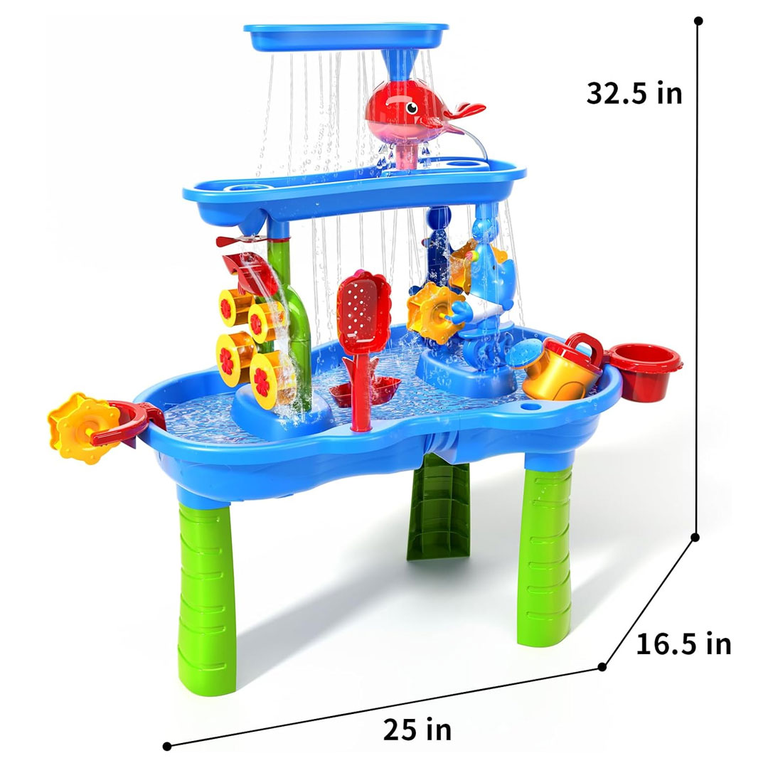 3 Tier Kids Water Table Toy Set with Sand Play Accessories