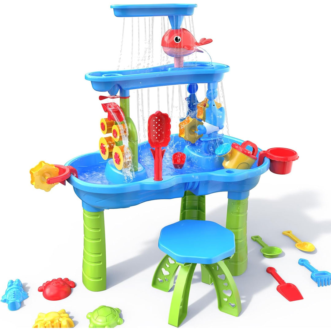 3 Tier Kids Water Table Toy Set with Sand Play Accessories