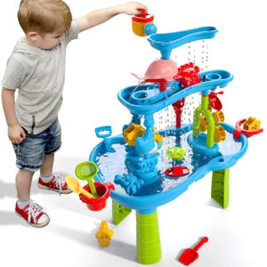 3 Tier Kids Water Table Toy Set with Sand Play Accessories