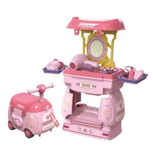 3 in 1 Kids Vanity Table Set with Ride On Suitcase