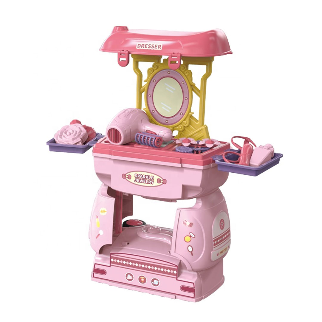 3 in 1 Kids Vanity Table Set with Ride On Suitcase