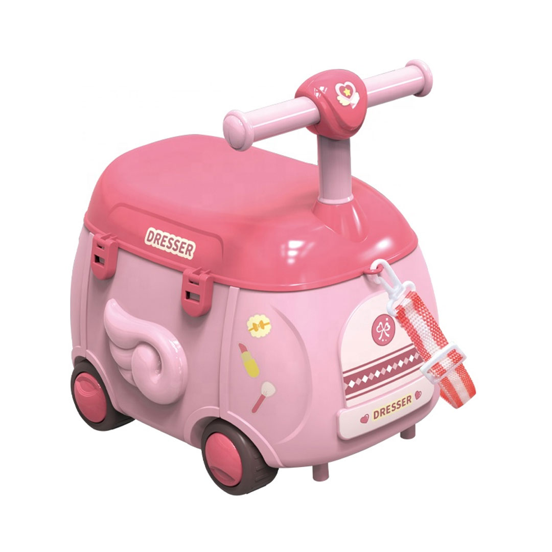 3 in 1 Kids Vanity Table Set with Ride On Suitcase