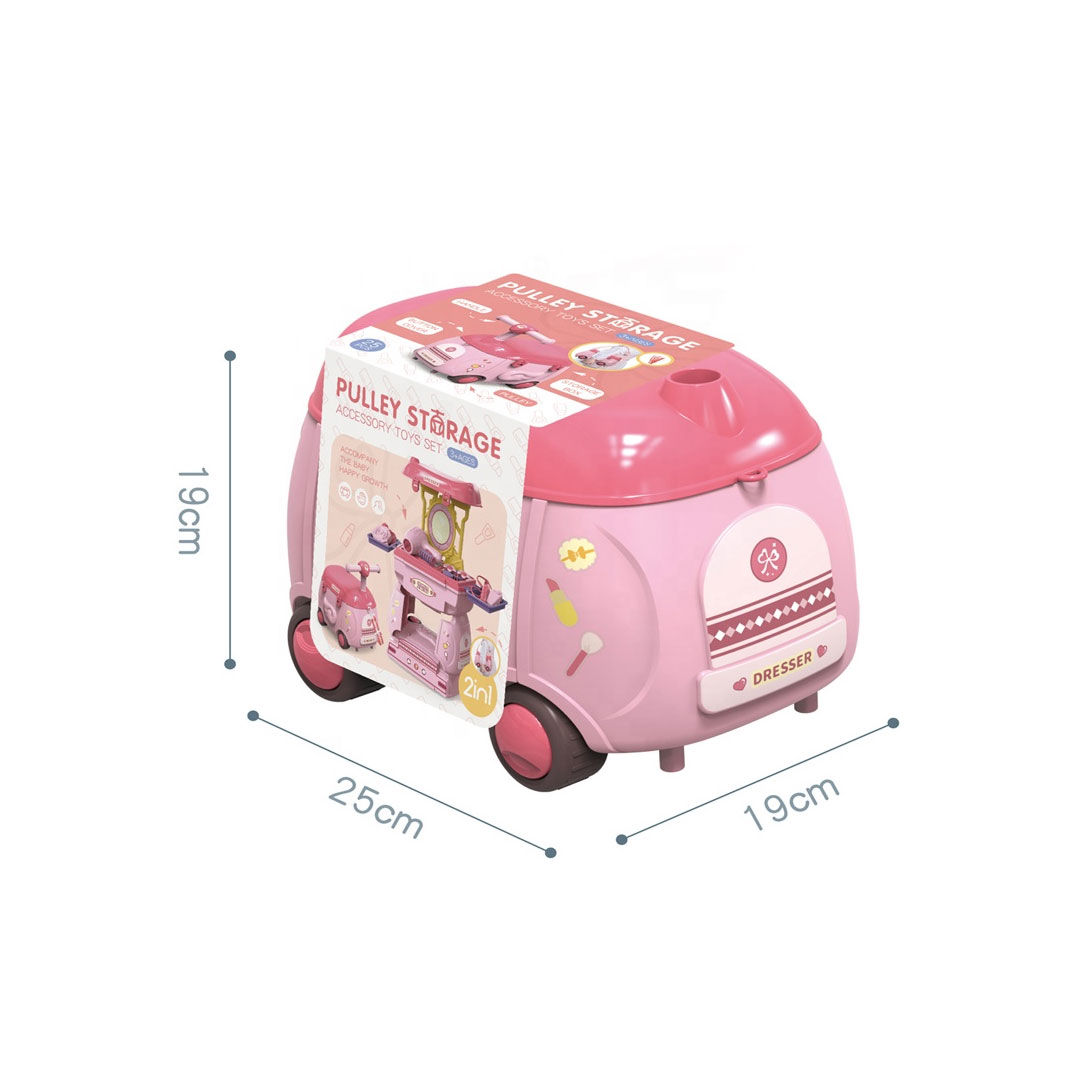 3 in 1 Kids Vanity Table Set with Ride On Suitcase