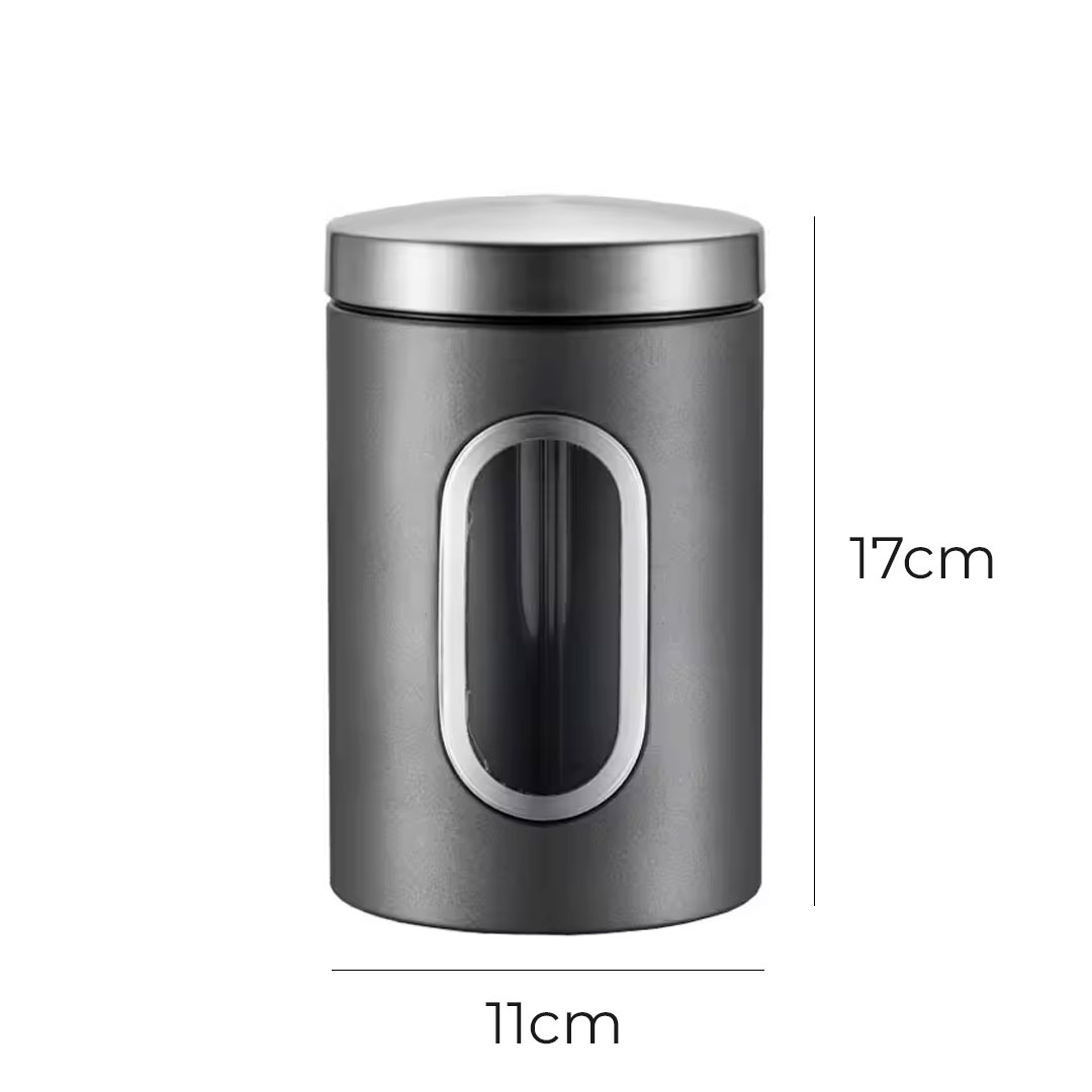 3pc Stainless Steel Storage Jar or Canister Set with Window