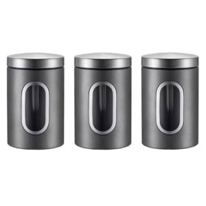 3pc Stainless Steel Storage Jar or Canister Set with Window