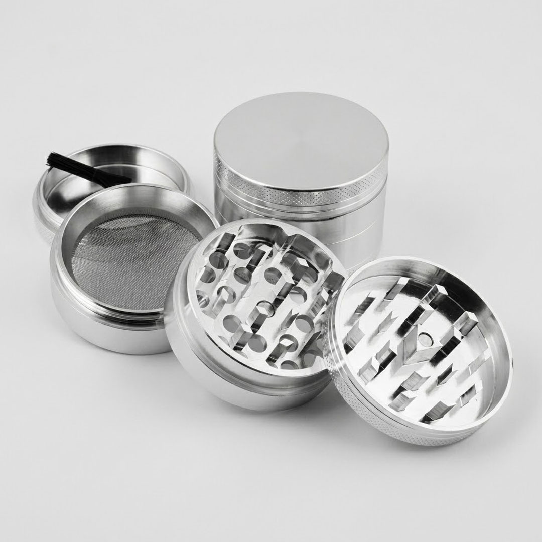 55mm 4pc Metal Herb Grinder with Pollen Catcher