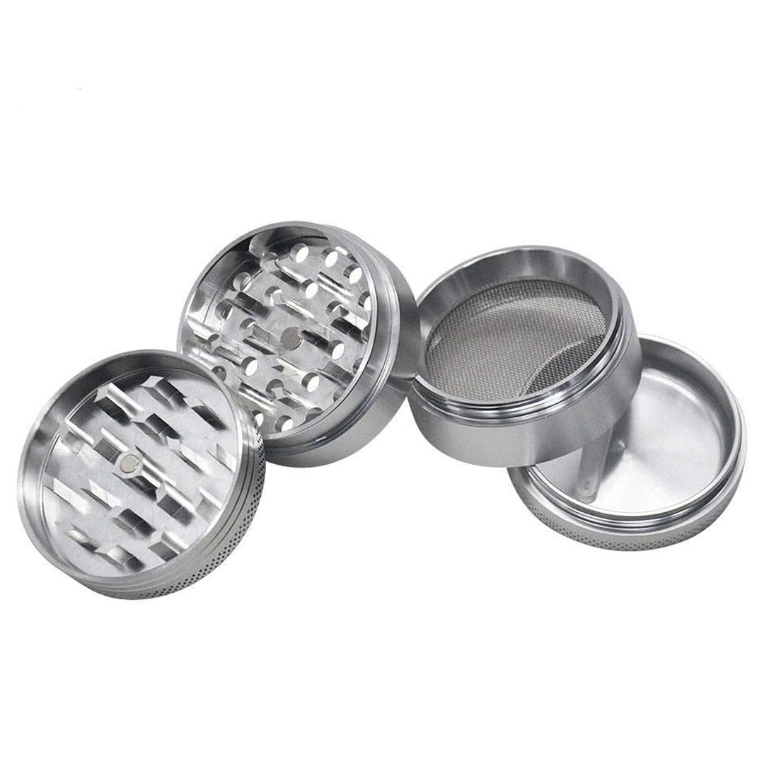 55mm 4pc Metal Herb Grinder with Pollen Catcher