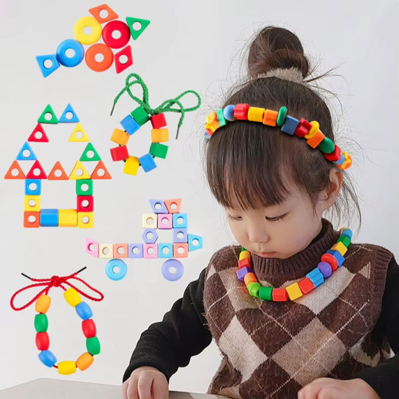 435pc Colorful Lacing & Stringing Bead Kit for Kids