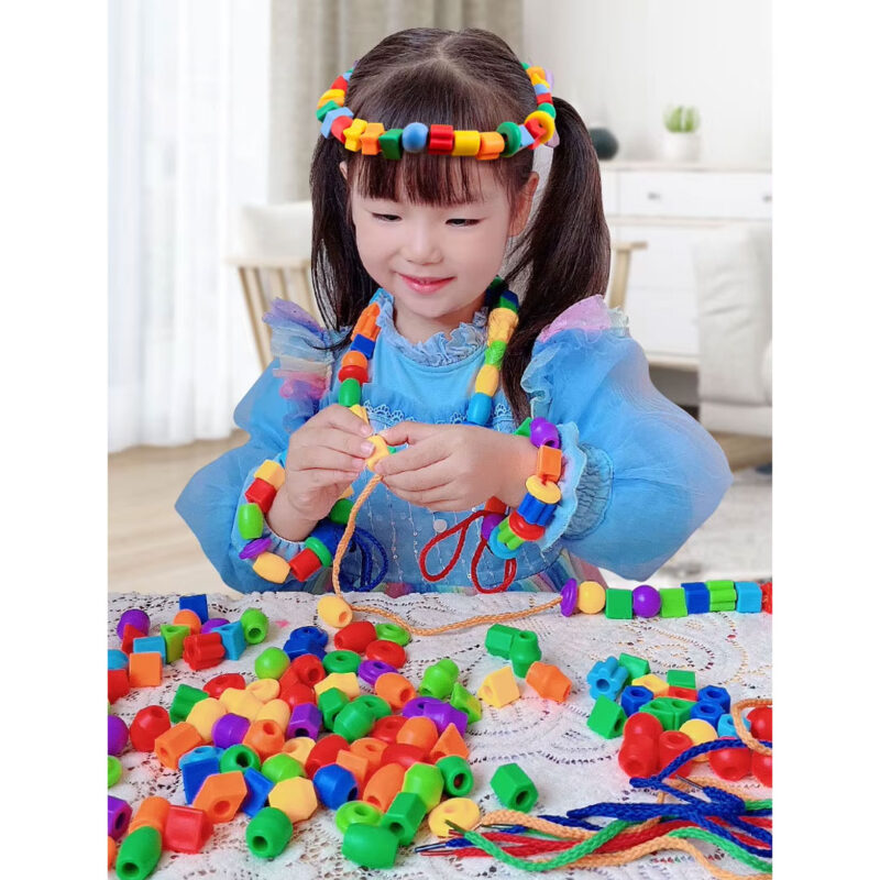 435pc Colorful Lacing & Stringing Bead Kit for Kids