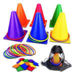 3 in 1 Carnival Game Set: Cones, Rings and Bean Bags