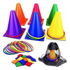 3 in 1 Carnival Game Set: Cones, Rings and Bean Bags
