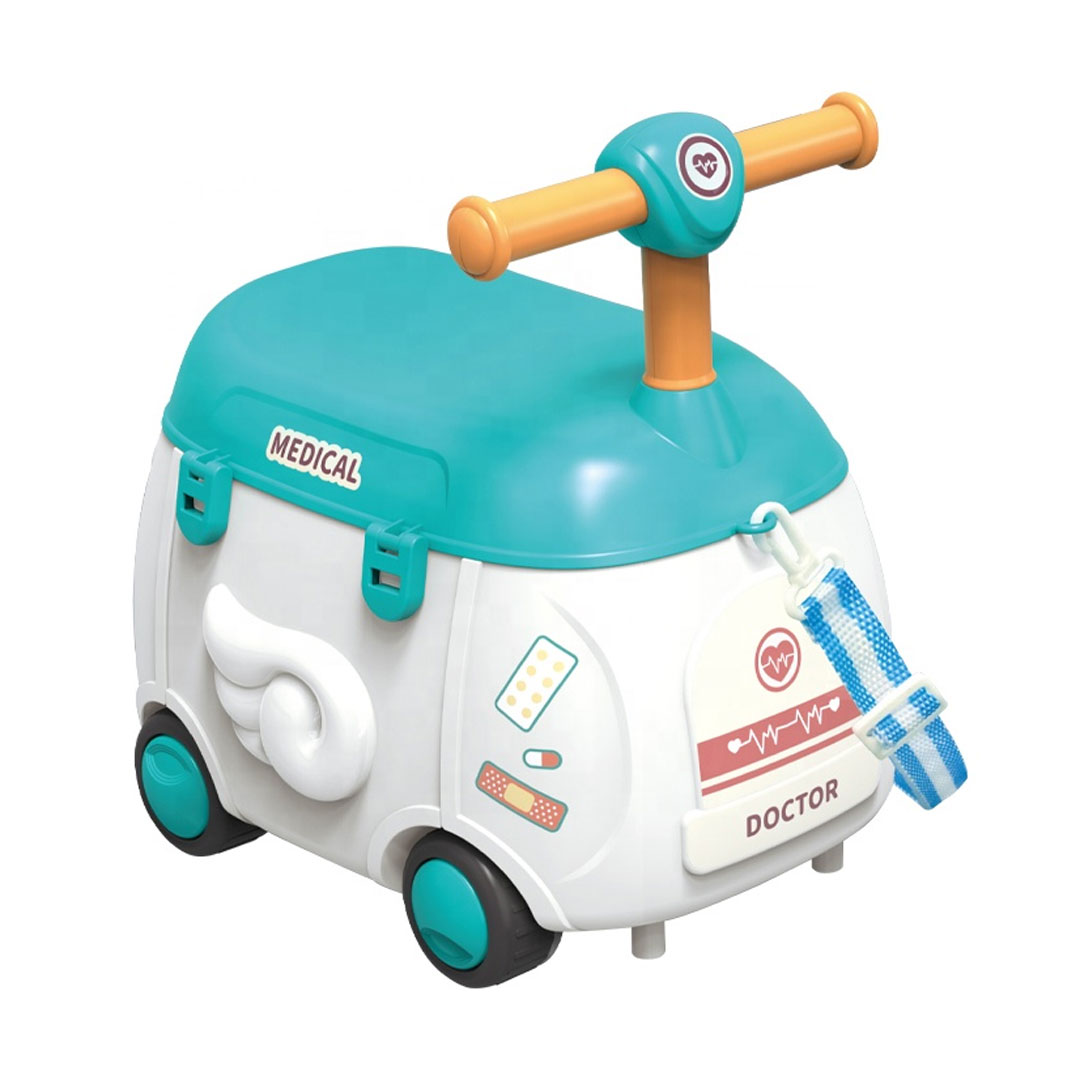 Kids Doctor Kit Toy Set with Mobile Pulley Storage Car Case