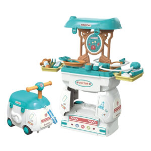 Kids Doctor Kit Toy Set with Mobile Pulley Storage Car Case