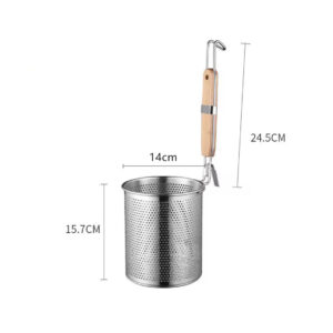 Stainless Steel Noodle Strainer Basket with Wooden Handle