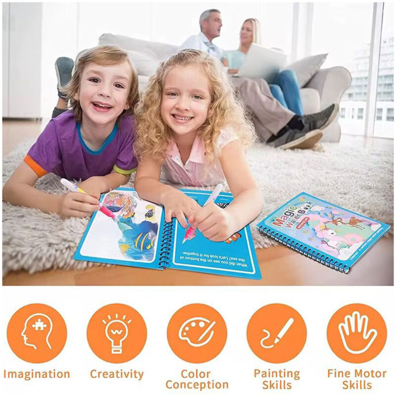 Water-Magic-Colouring-Book-6 Kids Water Magic Colouring Book with Reusable Pages