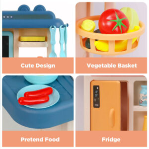 55pc Kids Kitchen Play Set with Light, Sound and Water