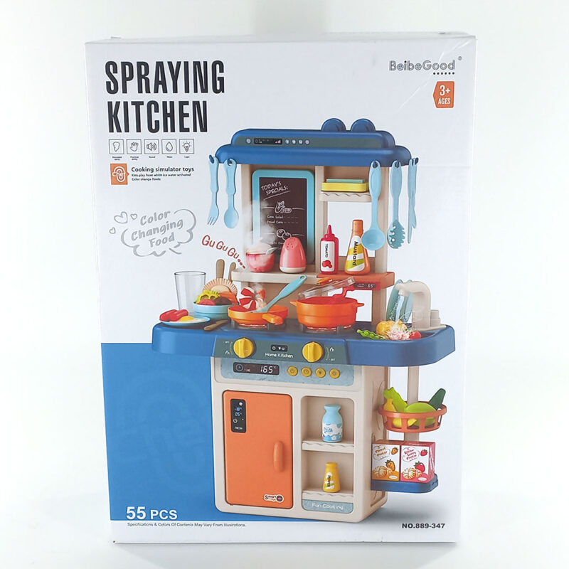 55pc Kids Kitchen Play Set with Light, Sound and Water
