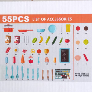 55pc Kids Kitchen Play Set with Light, Sound and Water