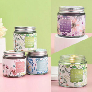 Soy Wax Scented Candle in Glass Jar - 4 Floral Fragrances