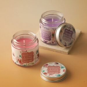 Soy Wax Scented Candle in Glass Jar - 4 Floral Fragrances