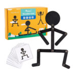 48 Styles Wooden Stickman Toy with 24 Pose Cards for Kids
