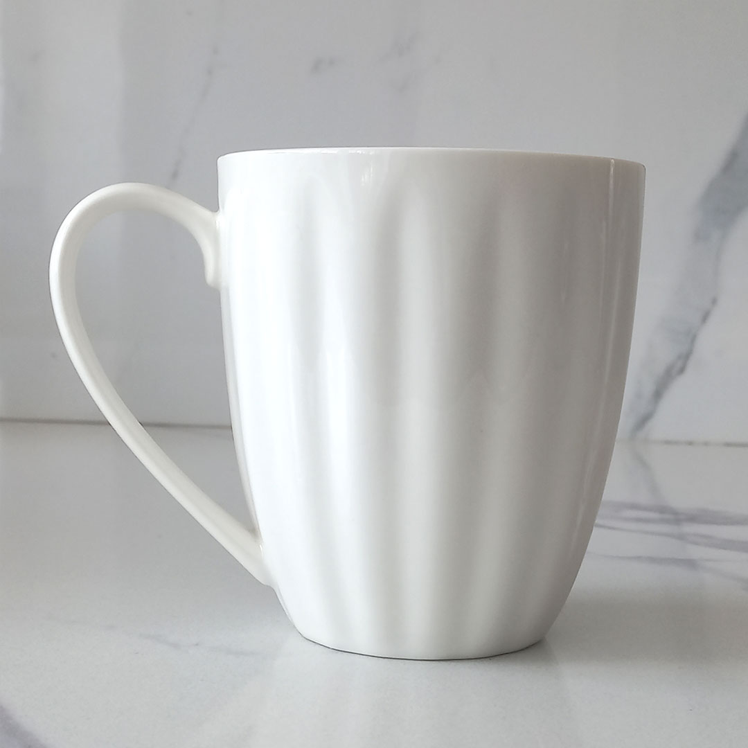 300ml Porcelain Ribbed Mug