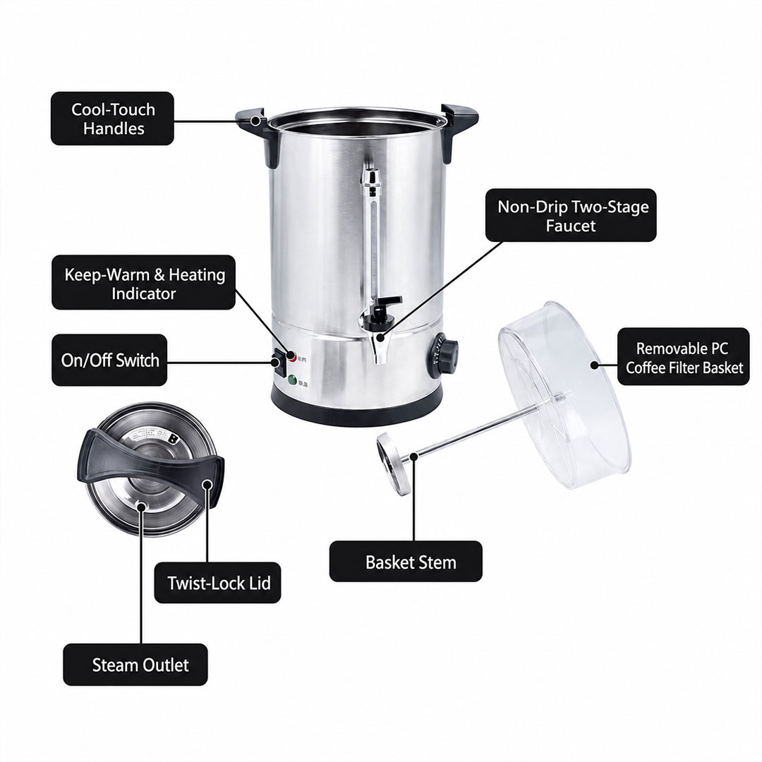 12-20L 304 Stainless Steel Coffee and Tea Urn