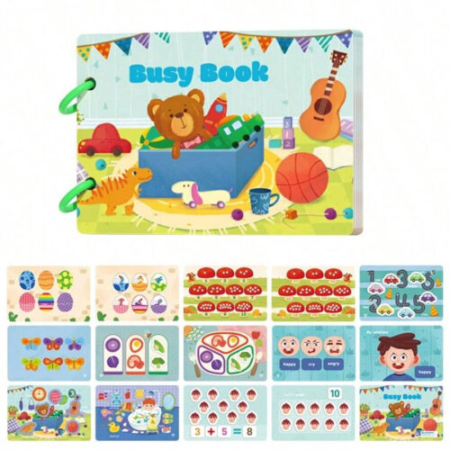 14 in 1 Montessori Busy Book for Toddlers with Reusable Stickers