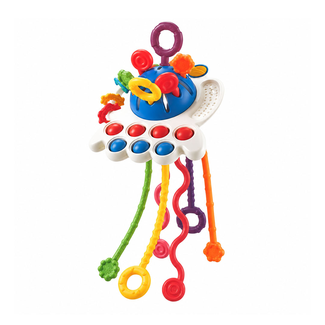 14cm Montessori Baby Pull String & Teether Octopus Sensory Toy