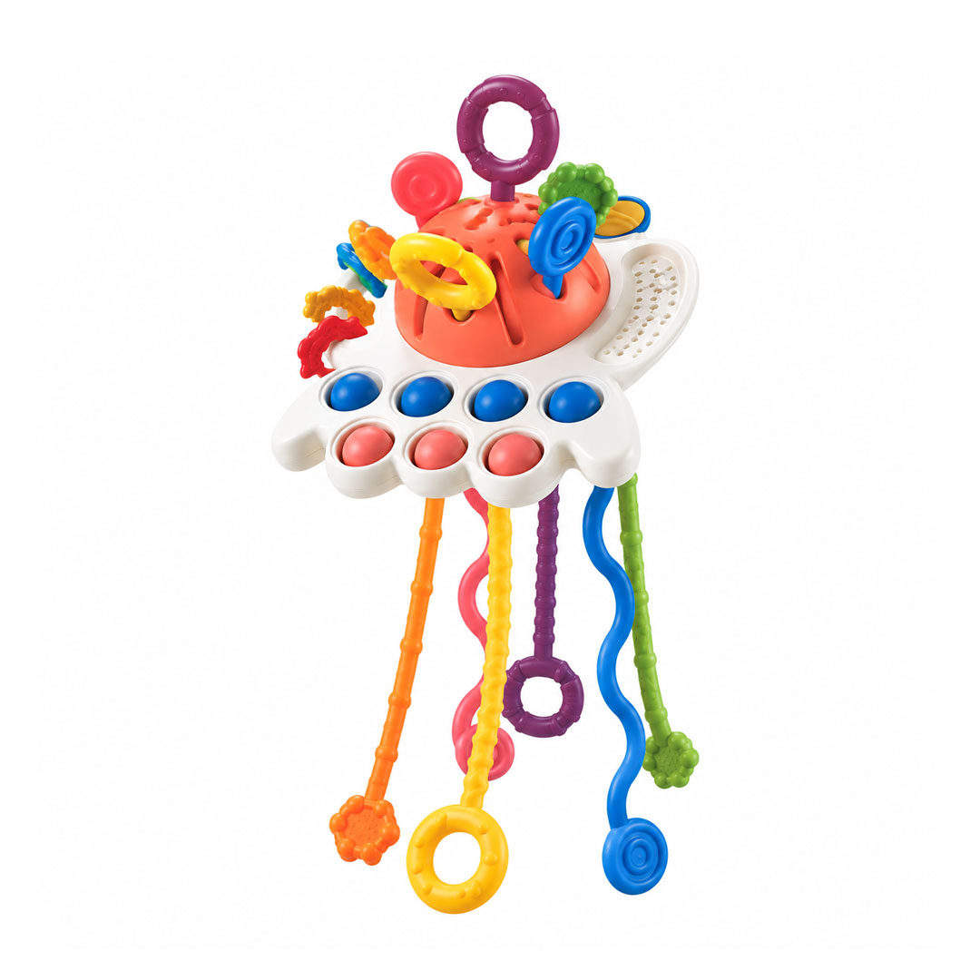14cm Montessori Baby Pull String & Teether Octopus Sensory Toy