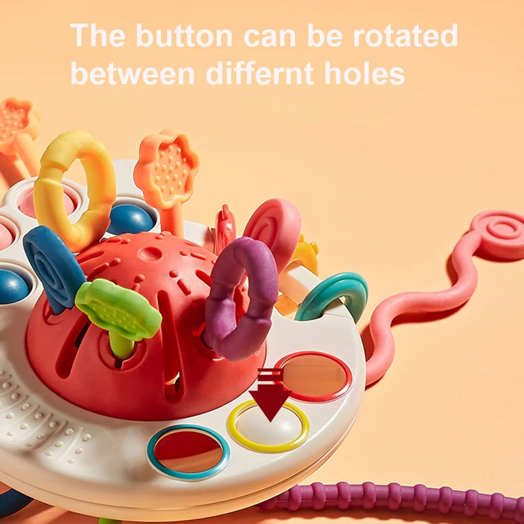 14cm Montessori Baby Pull String & Teether Octopus Sensory Toy