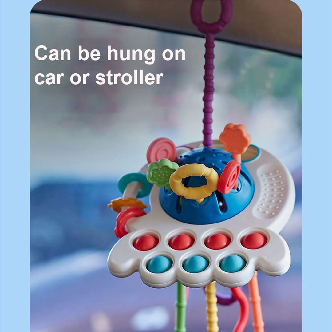 14cm Montessori Baby Pull String & Teether Octopus Sensory Toy
