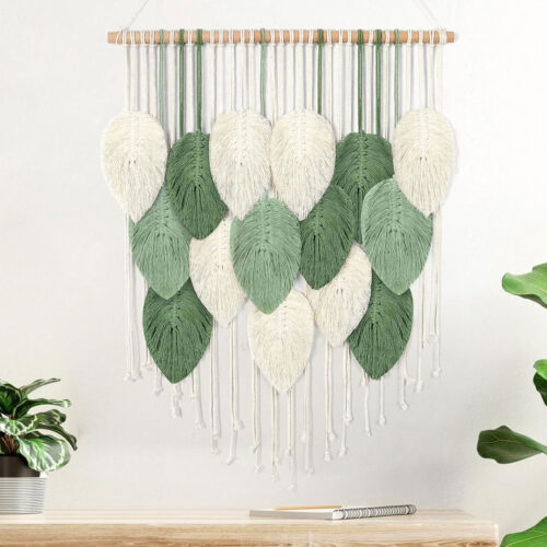 Green-and-White-Leaf-Wall-Hanging-Tapestry-60x80cm