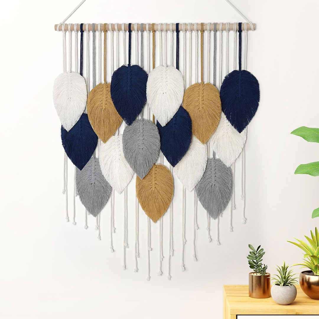 2140NGY-Navy-Grey-White-Brown-Macrame-Leaf-Wall-Hanging-60x80cm
