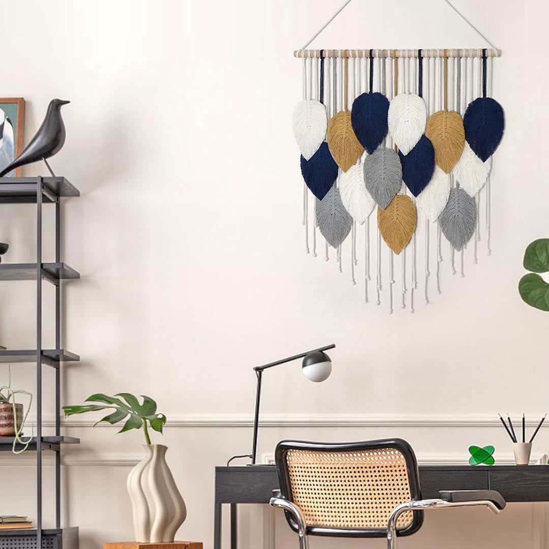 2140NGY-Navy-Grey-White-Brown-Macrame-Leaf-Wall-Hanging-60x80cm