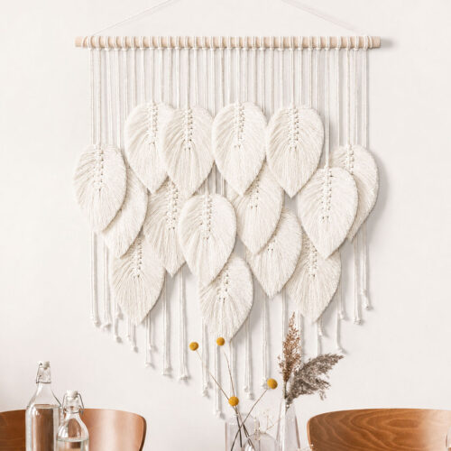 60x80cm Macrame Wall Hanging Leaf Design Wall Decor