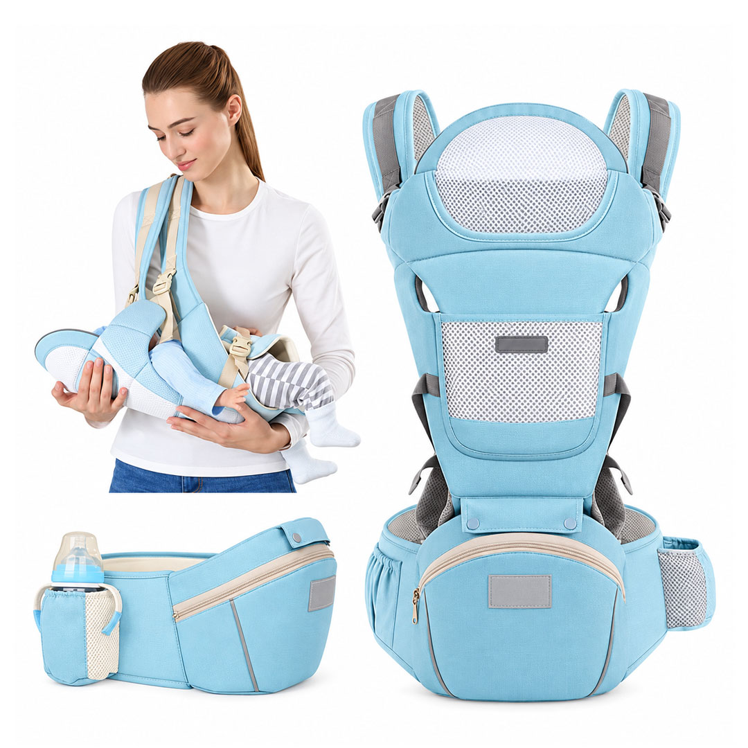 3 in 1 Ergonomic Baby Carrier with Hip Seat and Storage Pockets