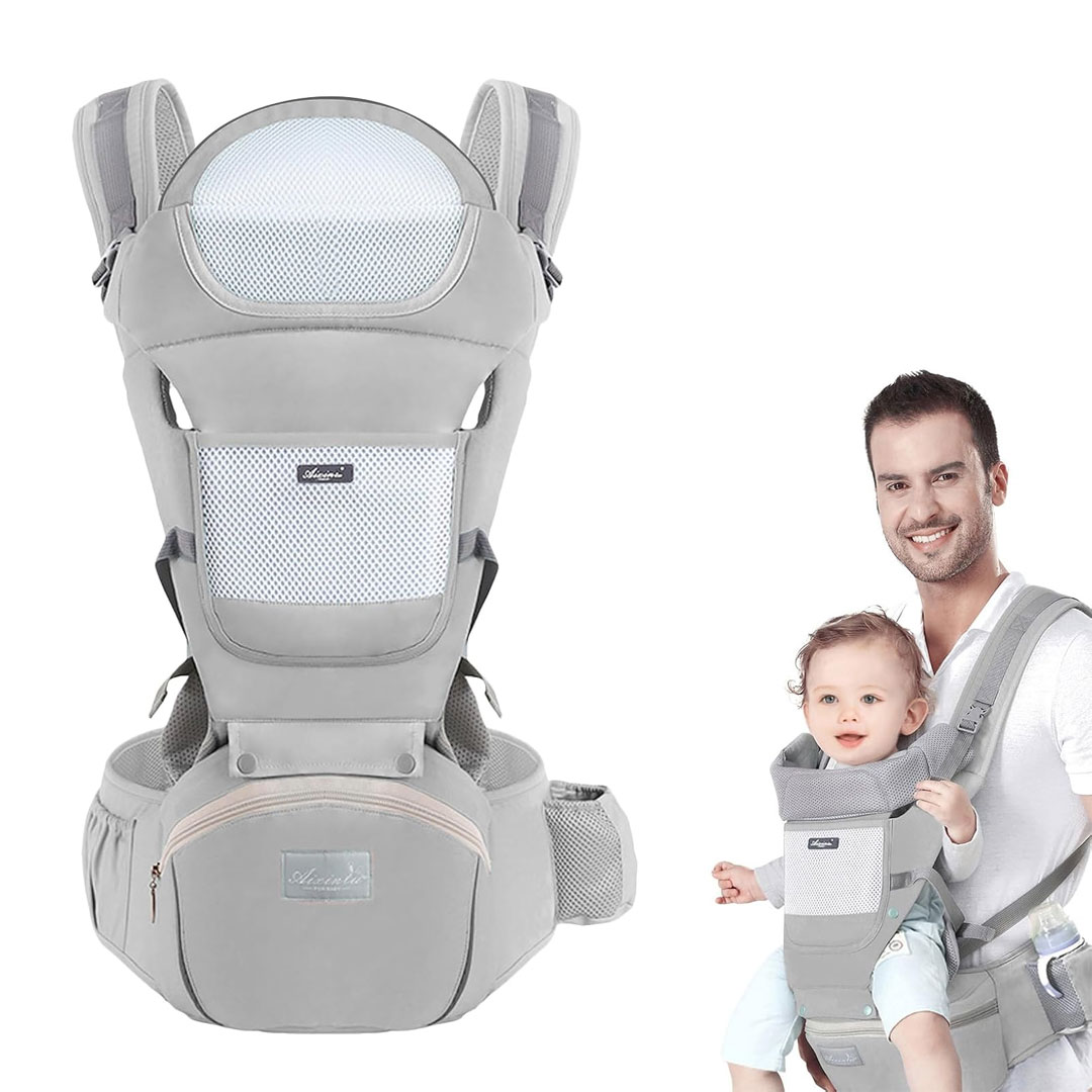 3 in 1 Ergonomic Baby Carrier with Hip Seat and Storage Pockets