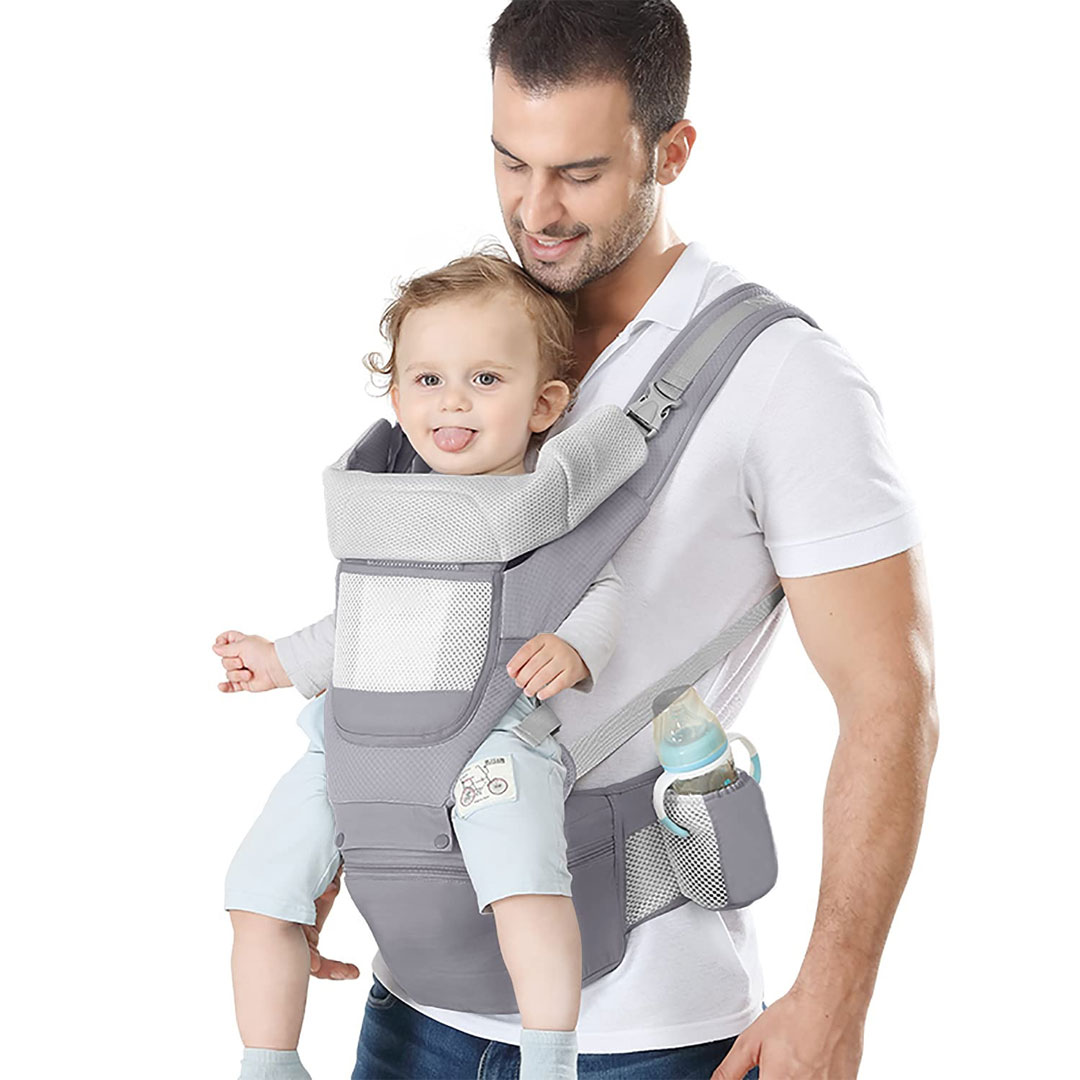 3 in 1 Ergonomic Baby Carrier with Hip Seat and Storage Pockets