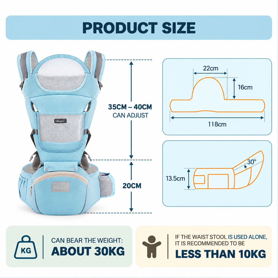 3 in 1 Ergonomic Baby Carrier with Hip Seat and Storage Pockets