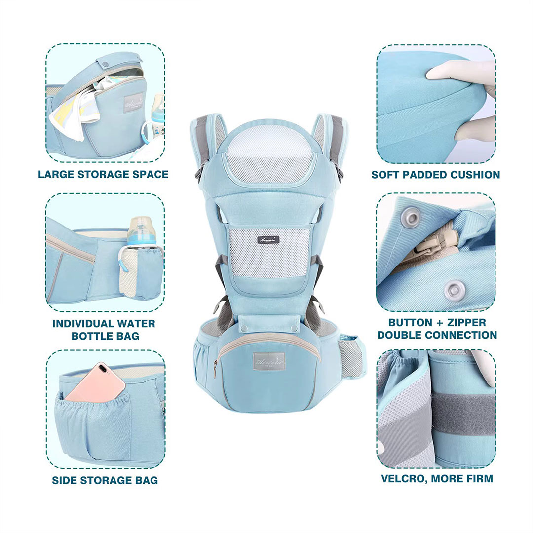 3 in 1 Ergonomic Baby Carrier with Hip Seat and Storage Pockets