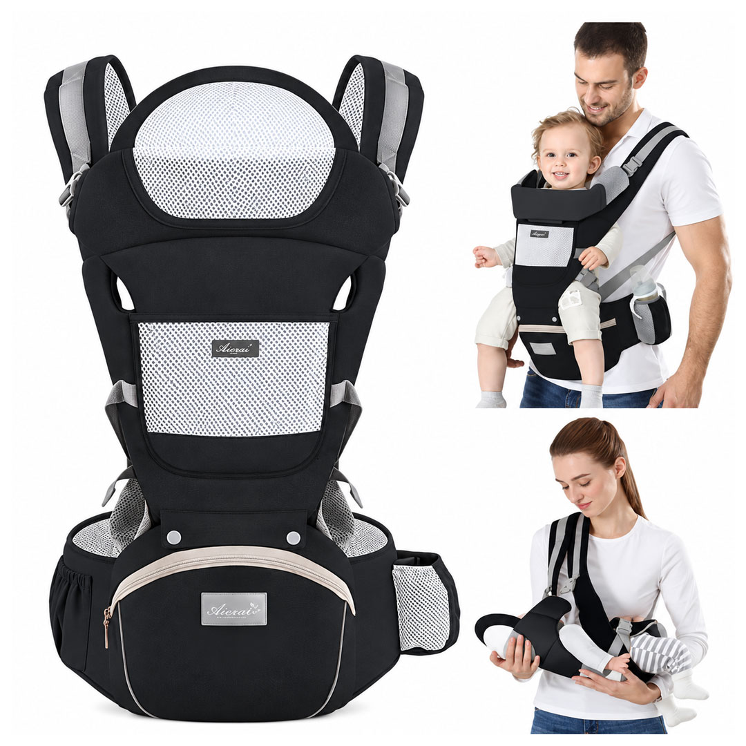 3 in 1 Ergonomic Baby Carrier with Hip Seat and Storage Pockets