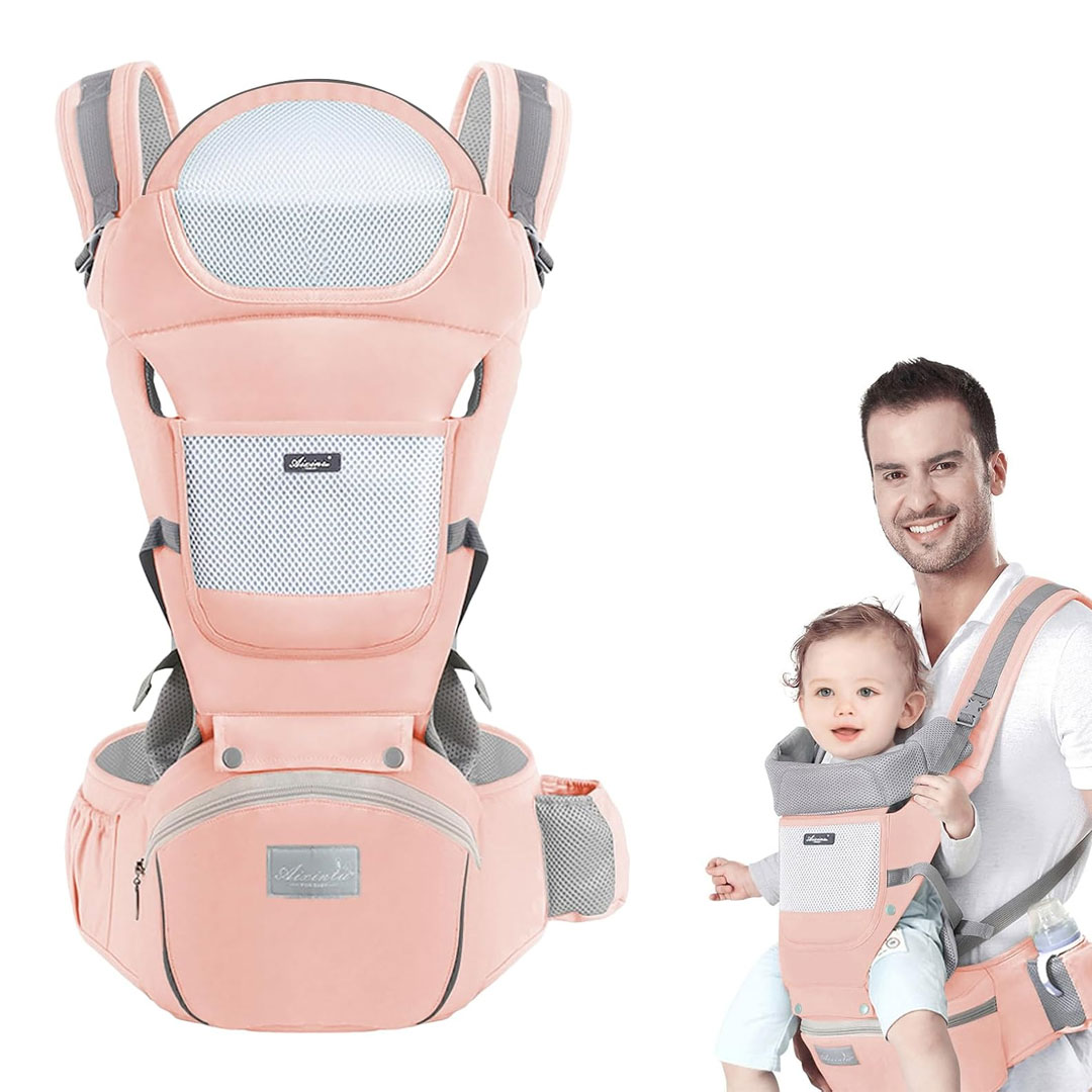 3 in 1 Ergonomic Baby Carrier with Hip Seat and Storage Pockets