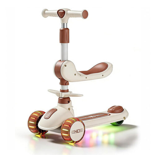 Foldable Kids Scooter with Seat and LED Light Up Wheels